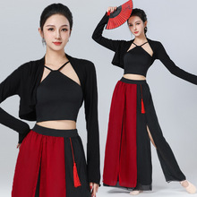 中国风舞蹈服古风古典练功服飘逸纱衣演出服爵士上衣套装演出服