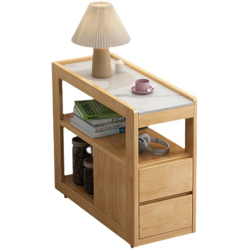 Simple slate sofa side table movable coffee table cabinet Nordic side cabinet side corner table storage storage cabinet small coffee table