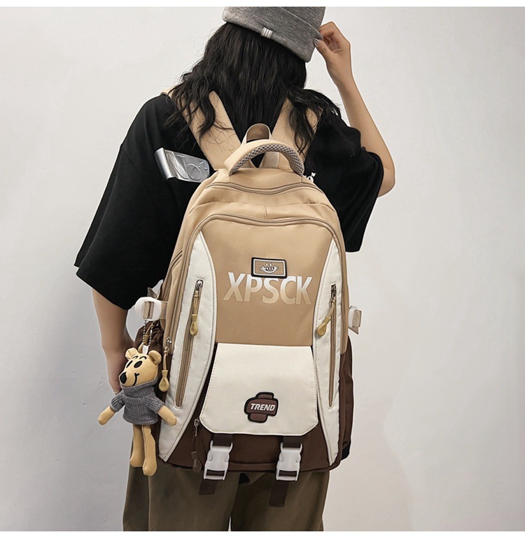 1071g Weight Polyester Lining Material Multicolor Fashion Element Zipper Closure Type Double Shoulder Straps Strap Type Functional Backpack Bags Type Casual, School Occasion Nylon Material Waterproof Function School Backpack Backpack Letter, Color Block Pattern All Seasons Season Unisex Gender Preppy Style, Streetwear Style Square Shape Unisex Nylon Letter Color Block Preppy Style Streetwear Multicolor Square Zipper Functional Backpack 22