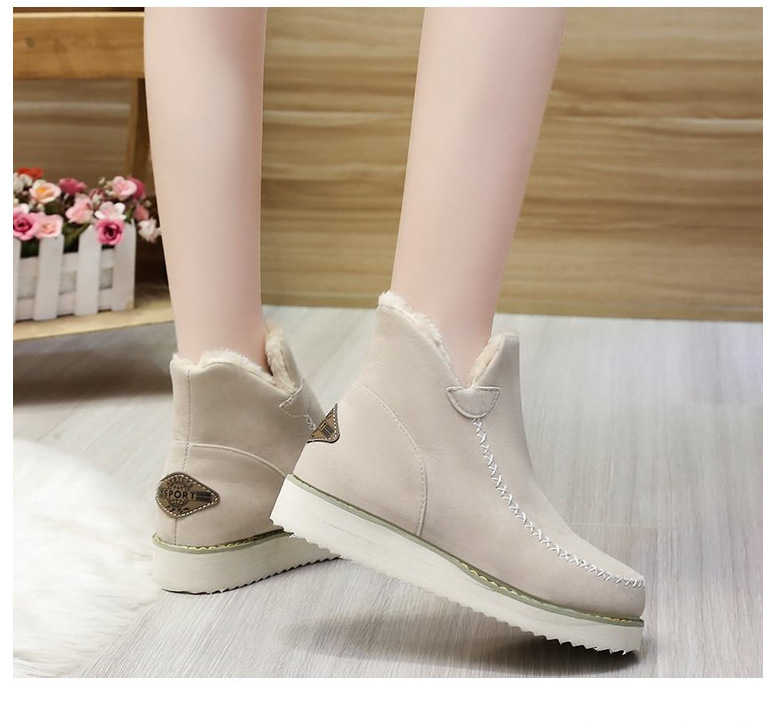 Winter new women's flat wedge cotton boots warm short boots snow boots_voghion.com