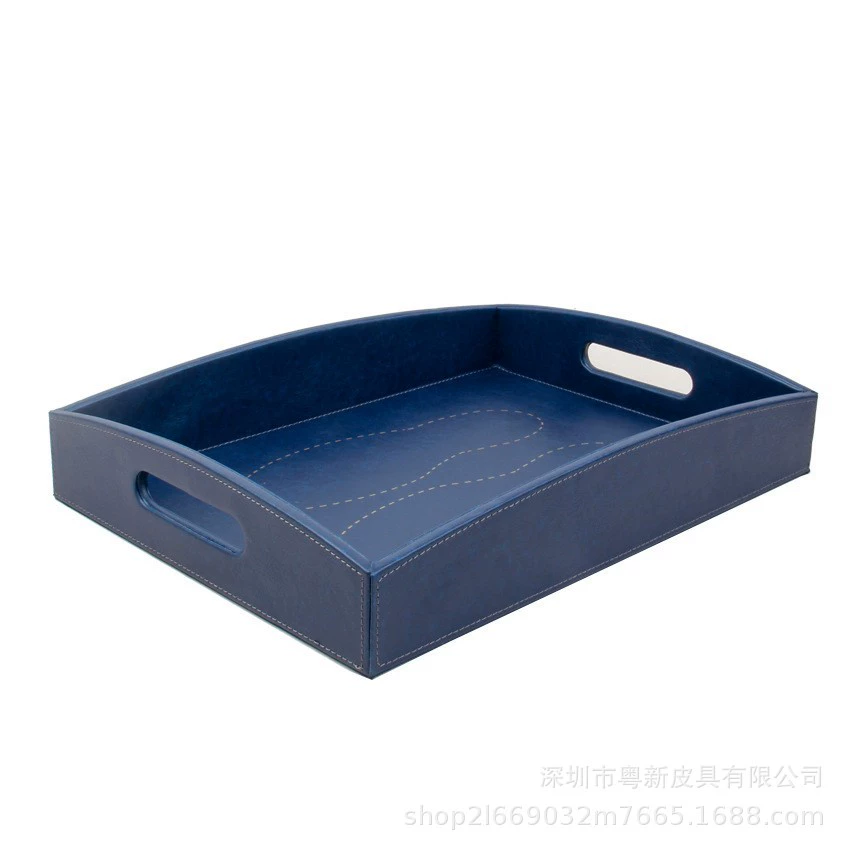 Настольный ящик для хранения и отделки черный кожаный Лоток Прямоугольный кожаный с отверстиями Европейский отель выставочный лоток Бытовая чашка для воды