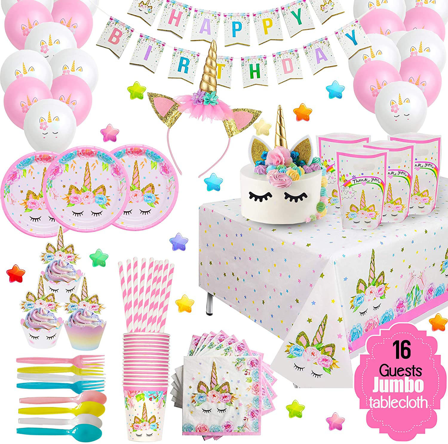 Fiesta de unicornio traje fiesta de cumpleaños traje desechable Placa de papel taza de papel tejido unicornio decoración del partido