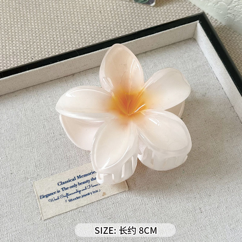 沙滩度假风鸡蛋花抓夹女多巴胺盘发鲨鱼夹子大号花朵发卡发饰头饰|undefined