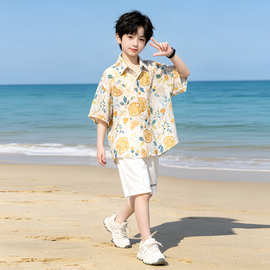 男童夏季套装2026新款中大儿童夏装薄款出游凉感度假沙滩服韩范潮