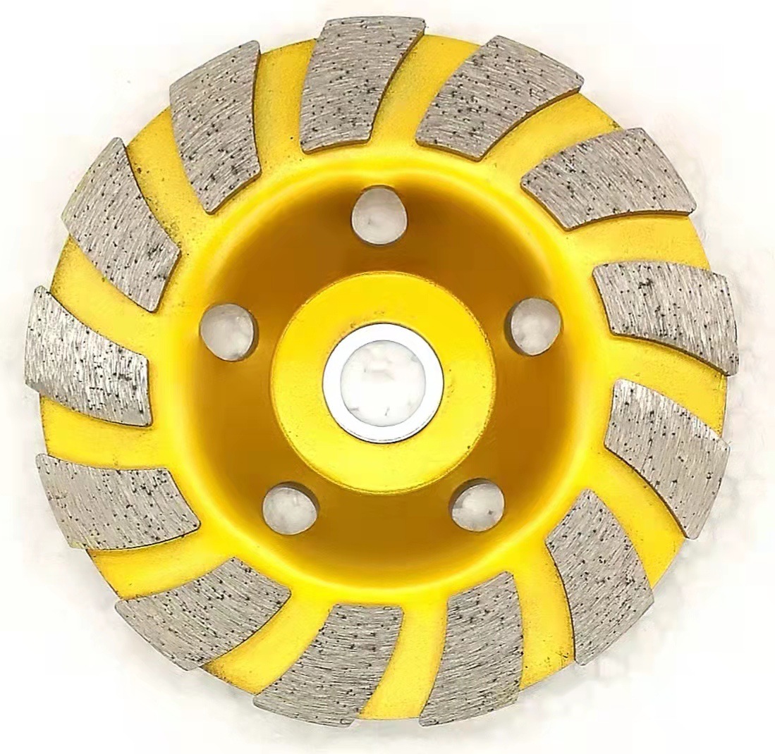 Rueda de diamante Disco de molienda de tipo tazón en stock Diente de doble fila Diente de turbina Diente de una sola fila Diente de granito Hormigón