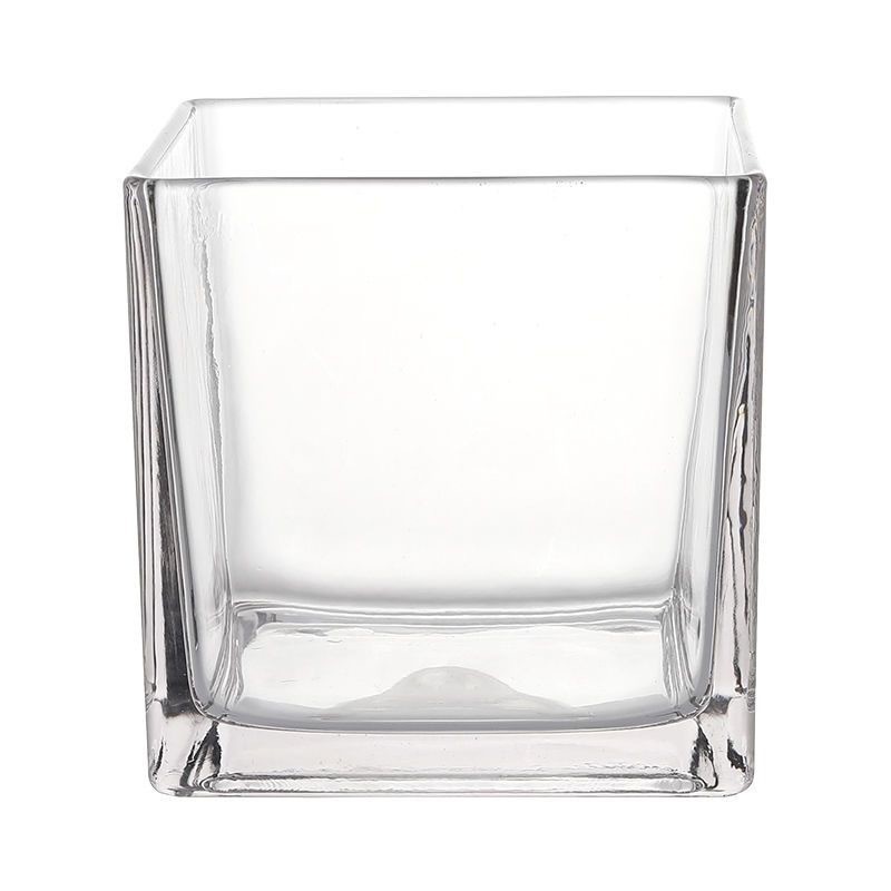 Hidroponía creativa de vidrio cuadrado tanque cuadrado de plantas acuáticas vasos de flores transparentes rosa verde palma blanca vidrio cuadrado tanque al por mayor