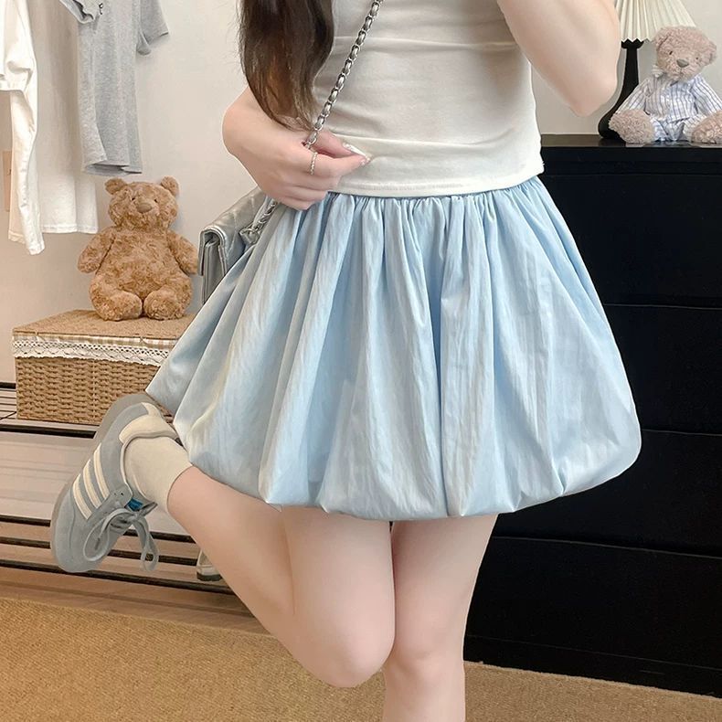 Blue Fluffy Flower Bud Short Skirt for Women, Summer Thin 2025 New Style, Gentle Style, Slimming A-Line Skirt, Petite Half-Length Skirt Blue Fluffy Flower Bud Short Skirt for Women, Summer Thin 2025 New Style, Gentle Style, Slimming A-Line Skirt, Petite Half-Length Skirt
