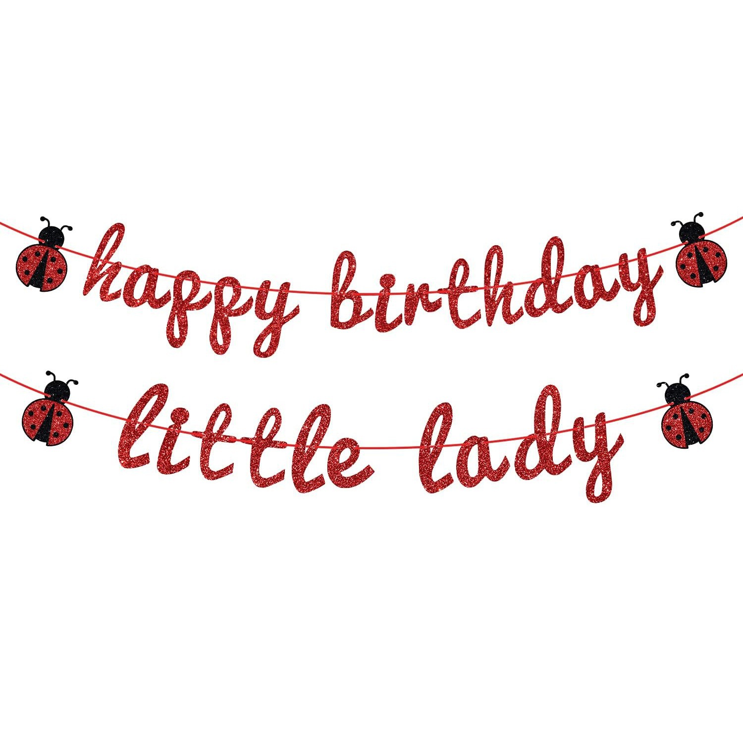 Ladybug tema baby shower party decoración tira banderas banderas de bienvenida de bebés banderas de dibujos animados