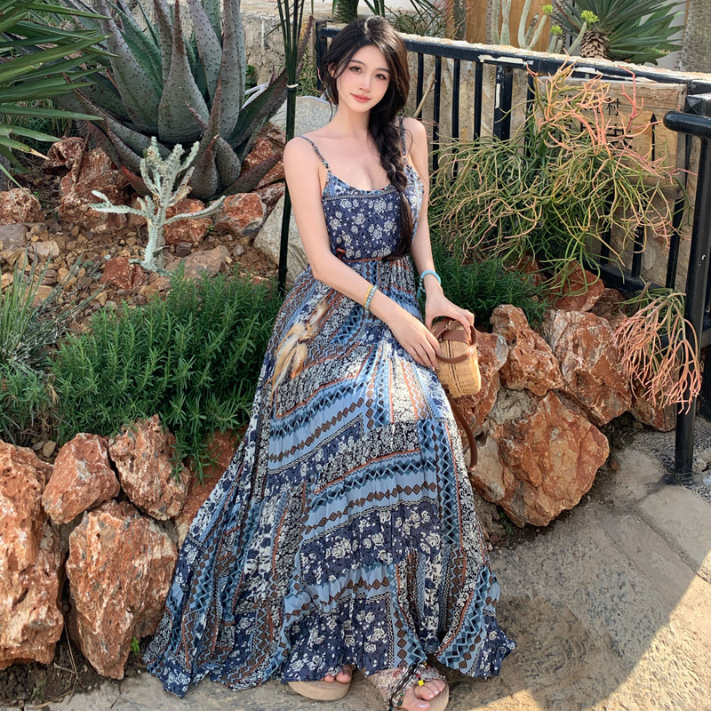 Embroidered Bohemian For Women, New Summer Strap Dress, Slimming And Lazy Design, Ethnic Style Long Dress_ecoleips.com