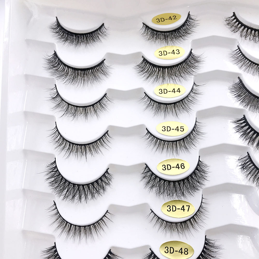 Drei-dimensional Multi-schicht Natürliche Kurze Nerz-wie Falsche Wimpern 10 Pairs display picture 4