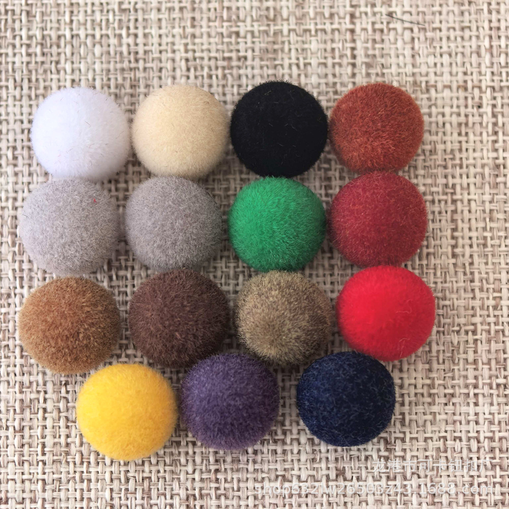 圆形蘑菇金属脚彩色植绒纽扣西装开衫衬衫童装连衣裙毛衣塑料钮扣