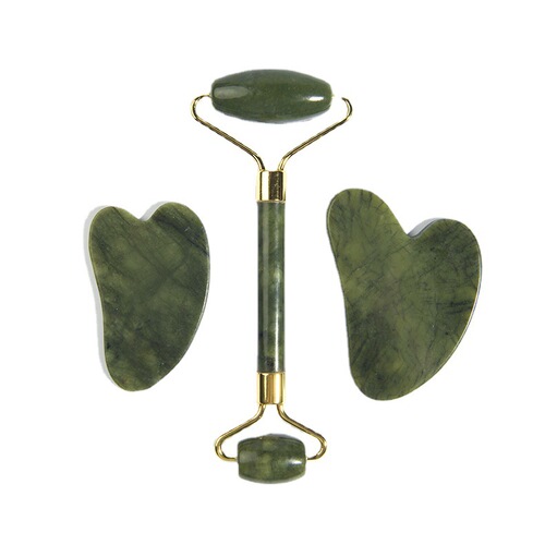 Natural jade roller massager set Xiu jade scraping board custom-made facial beauty tool scraping board