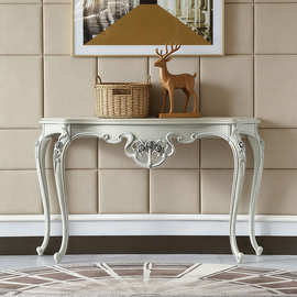 法式轻奢入户实木雕花玄关桌案台欧式平头案进门玄关台沙发背几