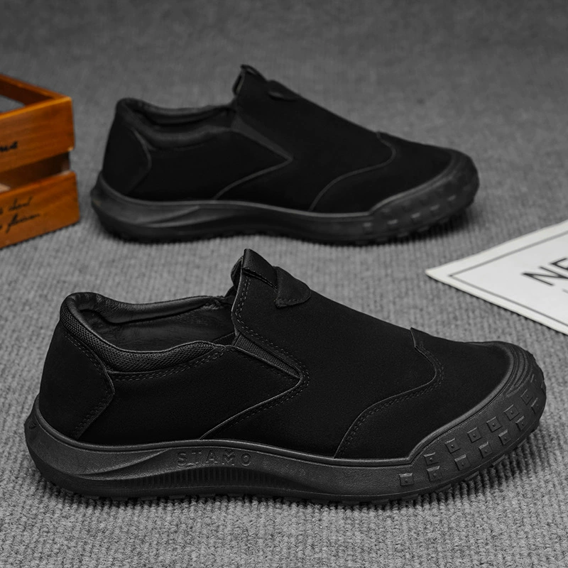 Низкостойкие водонепроницаемые кожаные сапоги для мужчин на открытом воздухе нескользящая износостойкая повседневная рабочая обувь обувь для защиты труда Мужская обувь для весенних пробок 2025