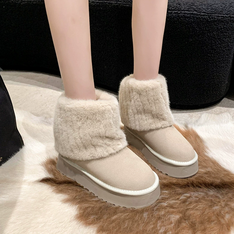 Boots, winter warm shoes platform, 2024 years