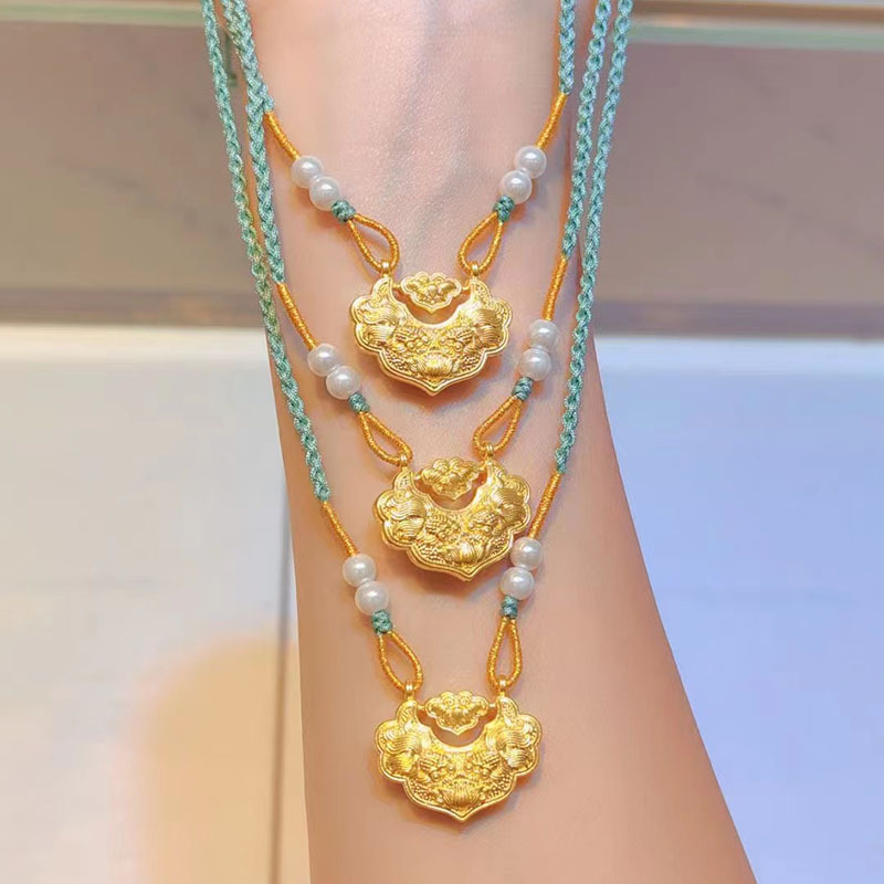 잉어와 물고기자리 안전 잠금 장치 + 진주 4개 연두색 밧줄 + 고급 선물 상자 + 국가 검사 인증서