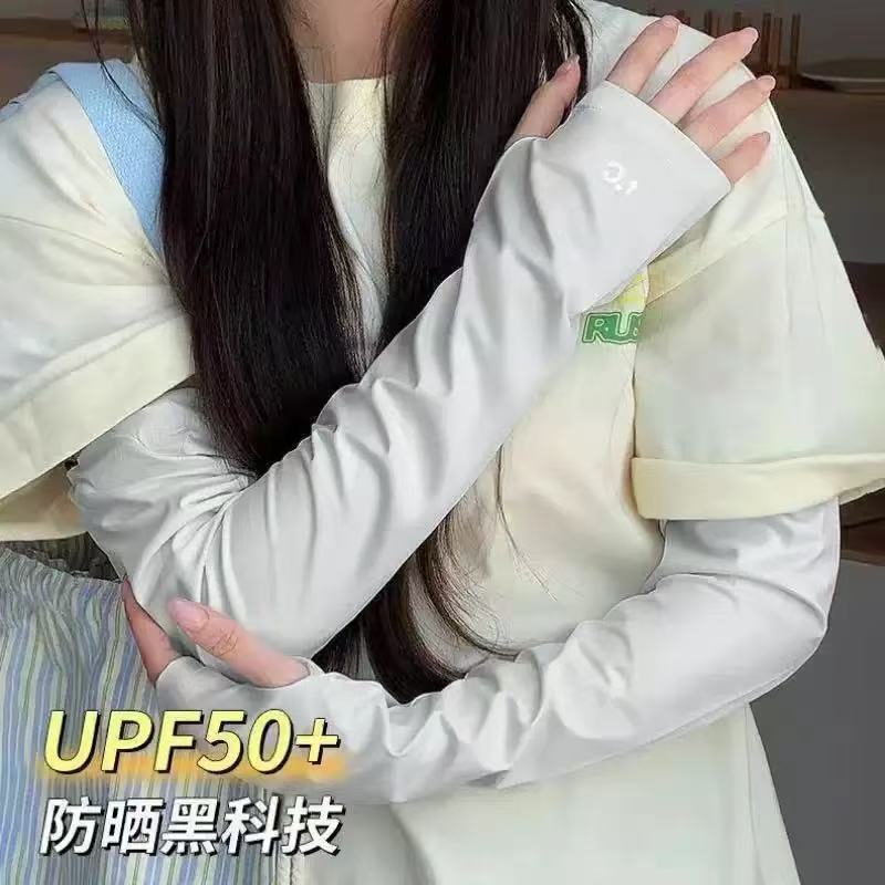 2026 nueva manga suelta para aumentar la ventilación de la manga de ciclismo de marea protector solar de hielo para mujeres de verano seda de hielo anti-UV