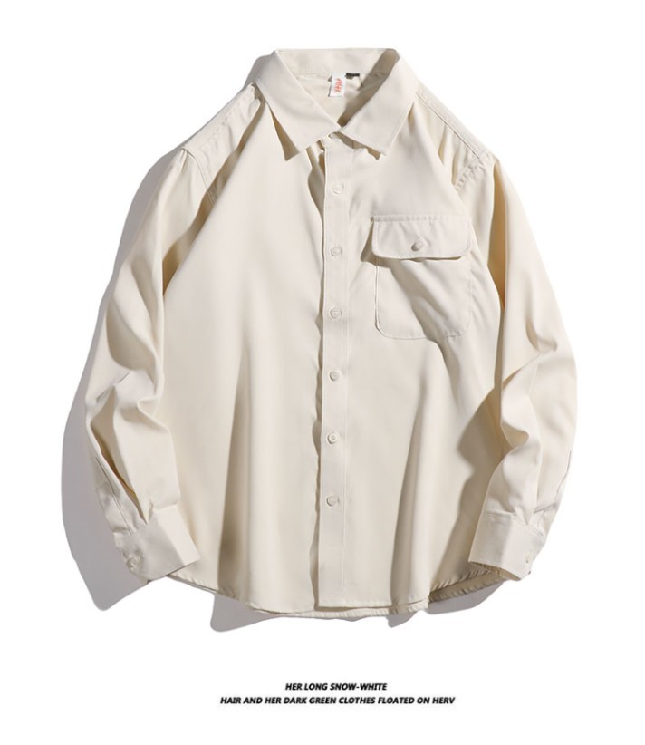 European Style Workwear For Men, Spring And Autumn New Loose Fit Casual Solid Color Shirt Jacket Trendy_viptrois.com