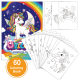 Cross-border new foreign trade unicorn mermaid coloring book 60 cartoon graffiti enlightenment 4-year-old children coloring book