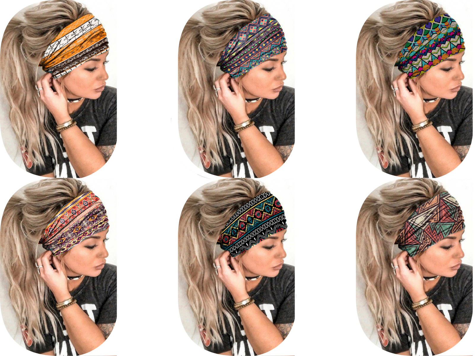 Vintage Style Color Block Cloth Hair Band display picture 3