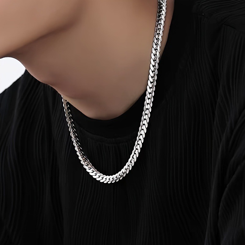 Vintage Cuban Link Necklace For Men In Titanium Steel Embossed_voghion.com