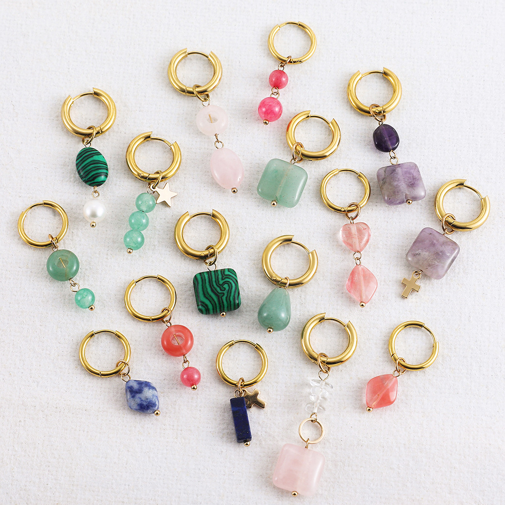 1 Pair Modern Style Geometric Natural Stone Drop Earrings display picture 1