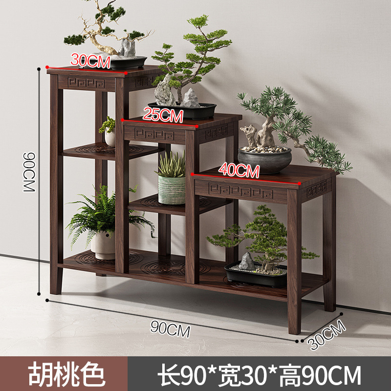 フラワースタンド収納ラックバルコニー床置き屋内リビングルーム装飾装飾品フラワーテーブル無垢材多層多肉植物植木鉢棚|undefined