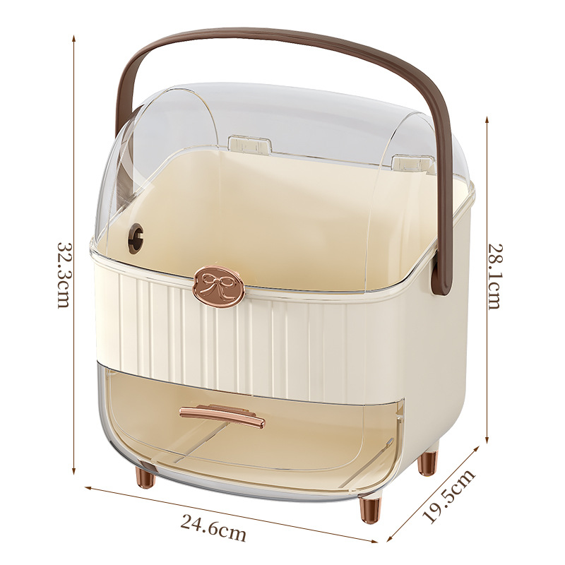 Caja de almacenamiento a prueba de polvo para productos de cuidado de la piel de tocador, caja de almacenamiento de cosméticos multicapa, estante de almacenamiento de cosméticos de gran capacidad