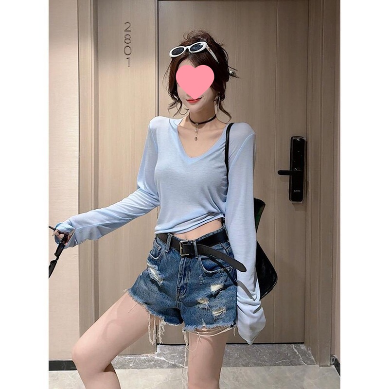 【CCDZ】夏季新品时尚百搭显瘦V领轻薄款防晒上衣女|undefined