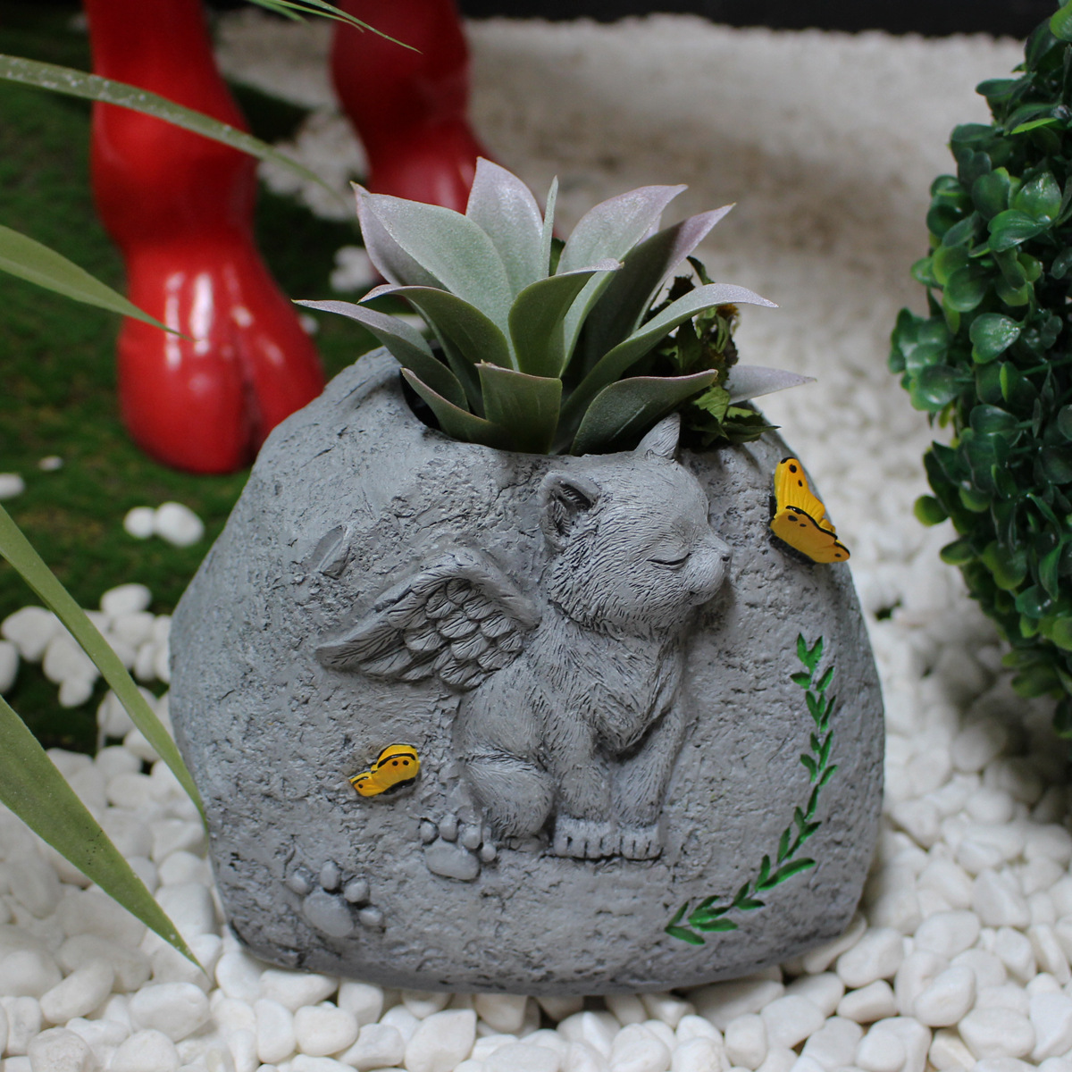  pet dog tombstone creative flower pot resin simulation commemorative stone cat small animal sacrifice tablet flower pot now
