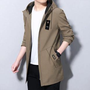 Windbreaker Jacket Men's Mid-Length Spring and Autumn Coat New Spring Men's Long British Style Plus Size Men's Fashion
