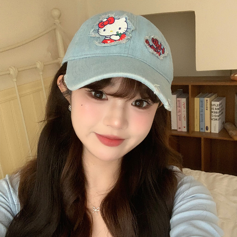 ハローキティシリーズ本物のかわいい漫画デイリーマッチング大人の野球帽漁師帽子フルプリント日焼け止めサンシェードかわいい|undefined