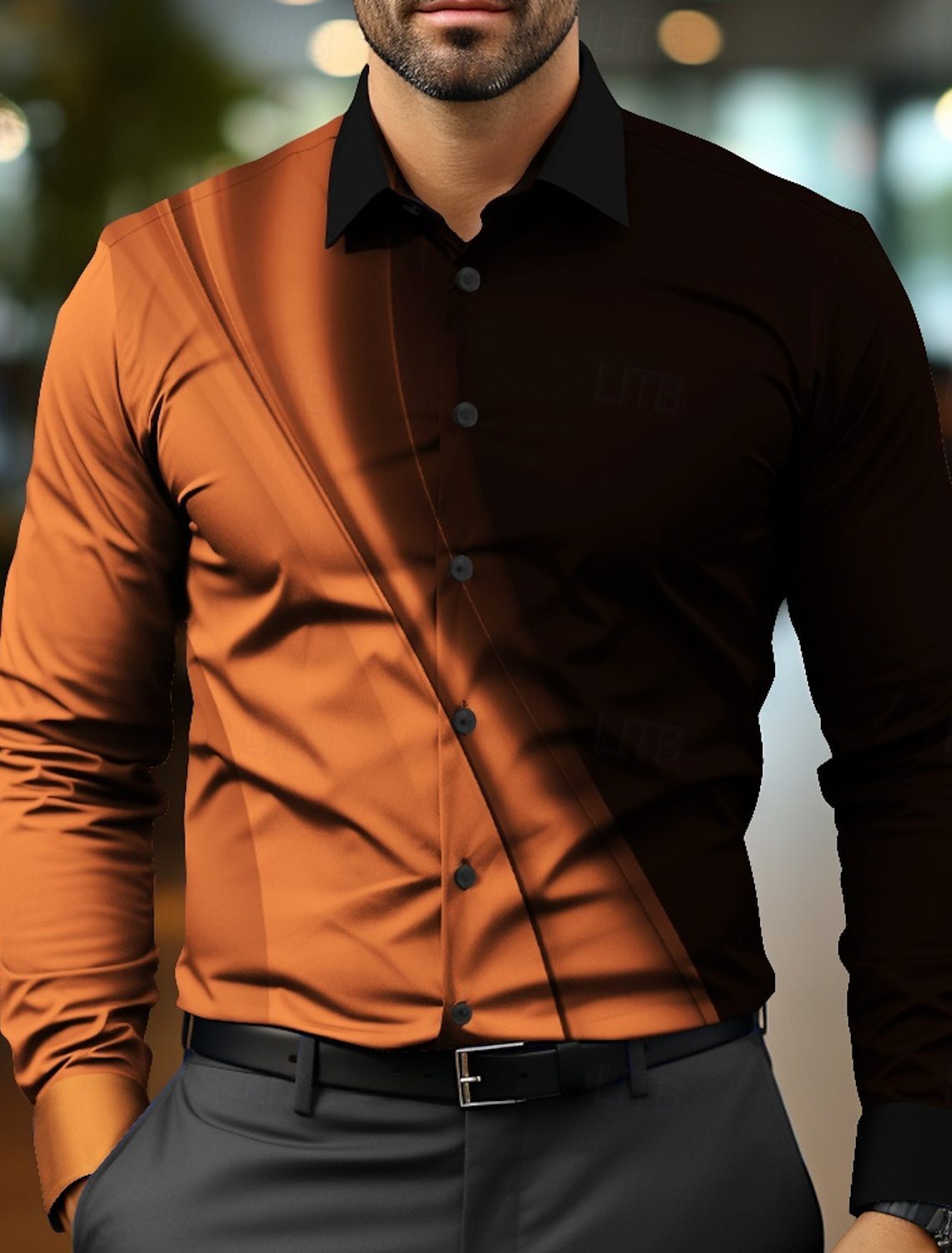 2024 nuevo estilo comercio exterior europeo y americano casual salvaje tendencia de moda color degradado camisa de manga larga para hombre MB12