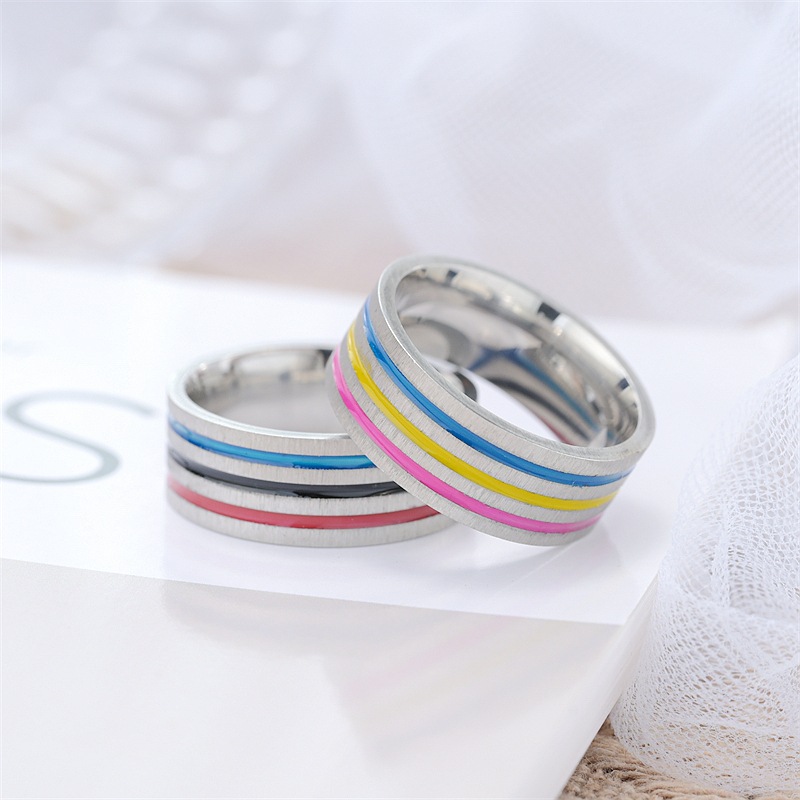 Fashion Stripe Titanium Steel Rings