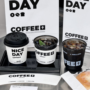 Paper Butler Disposable Coffee Cup Customized Black Warrior Plastic Cold Drink Milk Tea Cup Commercial Takeaway Packaging with Lid