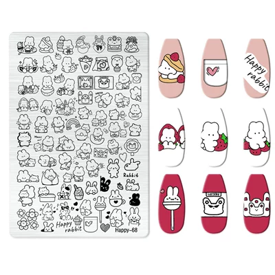 Frosted Stamping Plate: Dırnaq bəzəkləri - happy-068-with-back-plate