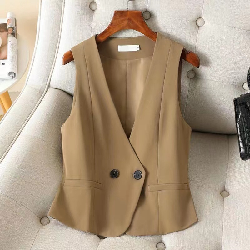 Traje chaleco Chaleco de las mujeres 2024 primavera nuevo estilo coreano Chaleco de las mujeres chaleco negro corto abrigo image 4