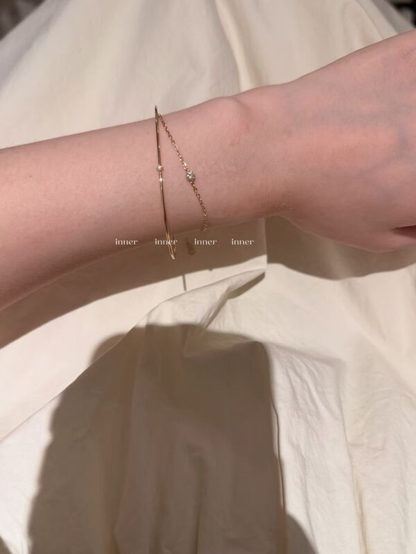 "One Drop of Tears" Gold Sparkling Diamond Ultra-Thin Plain Ring Bracelet 2026 New Style Simple Light Luxury Niche Style Hand Jewelry "One Drop of Tears" Gold Sparkling Diamond Ultra-Thin Plain Ring Bracelet 2026 New Style Simple Light Luxury Niche Style Hand Jewelry
