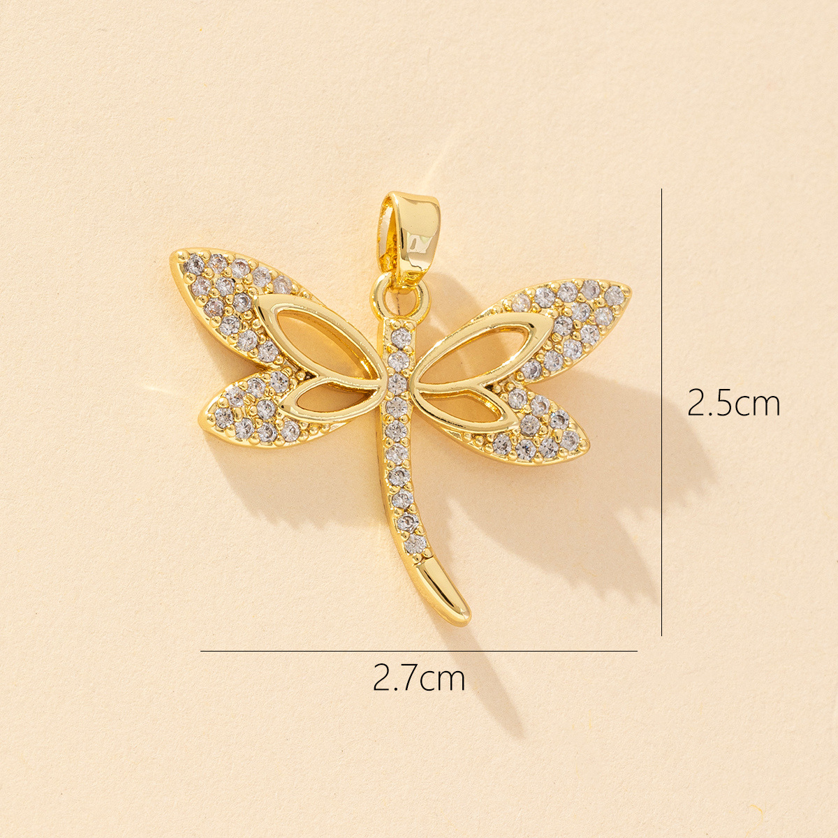 1 Piece Copper Zircon Dragonfly Pendant display picture 7