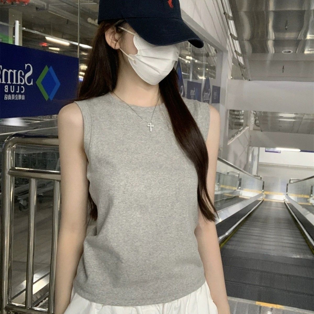 简约慵懒外穿无袖打底背心女夏季遮副乳显瘦吊带内搭上衣跨境批发