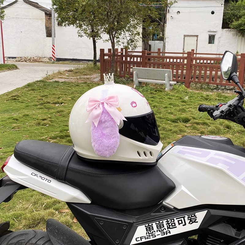 Plush Ear Helmet Decoration Pink Bow Purple Big Ear Dog Helmet Accessories