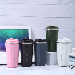 Export Trade Flip Lid 304 Stainless Steel Insulated Cup Sealed Leakproof Straight Drinking Coffee Cup Portable Car Carrier Men and Women's Car Cup 