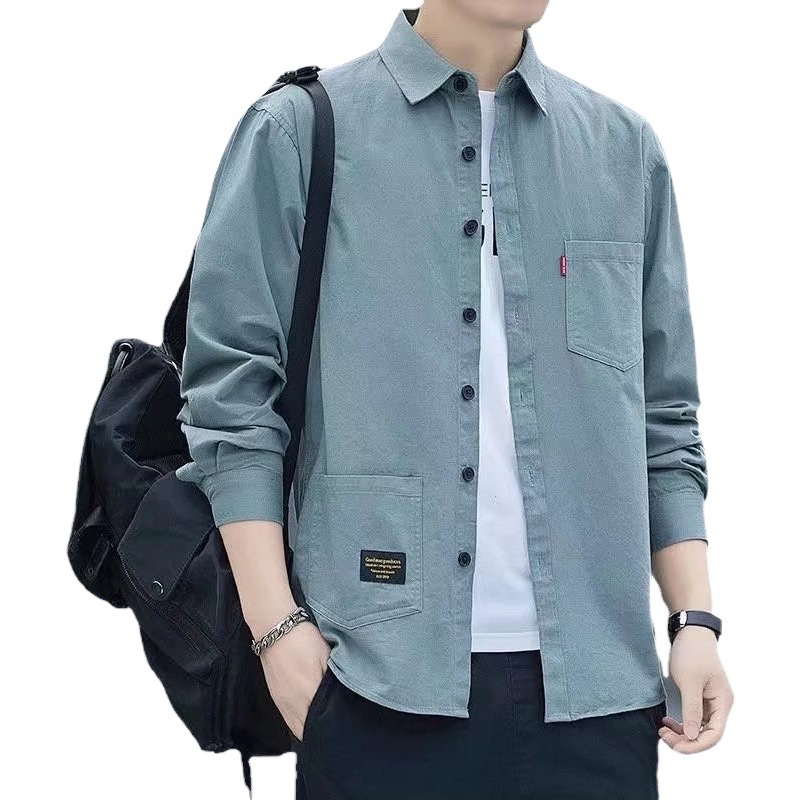 Nueva camisa suelta casual sin planchar de manga larga para hombre camisa de ropa de trabajo casual primavera y otoño abrigo ropa de hombre