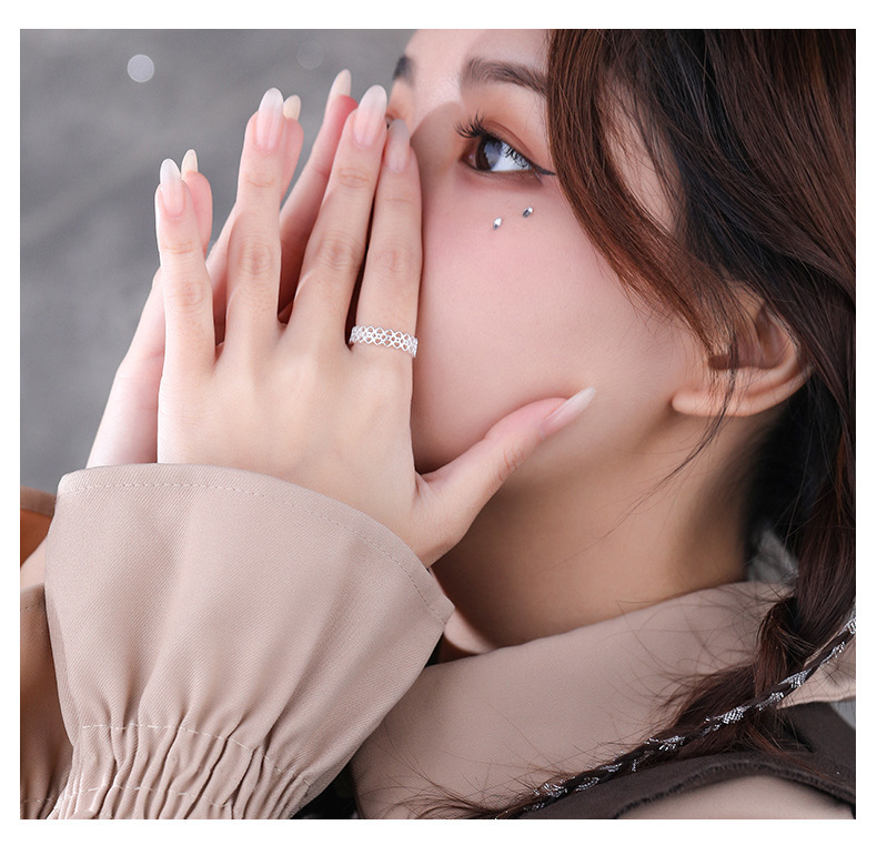 Sterling Silber Ring Mit Filigranem Spitzenmuster Elegant_voghion.com