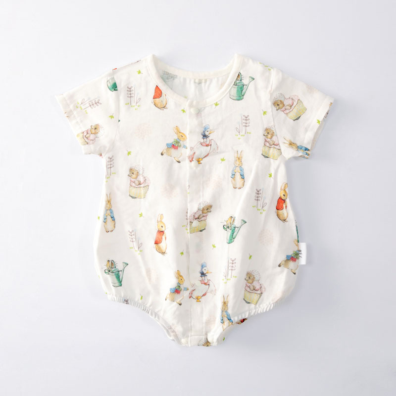 Muselina recién nacido vaina ropa recién nacido primavera y verano bambú algodón doble capa hilo bebé mameluco mono mameluco ropa