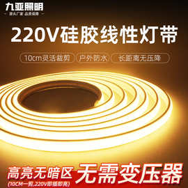 led灯带220V户外防水超亮自粘线形灯家用客厅吊顶氛围COB软灯带
