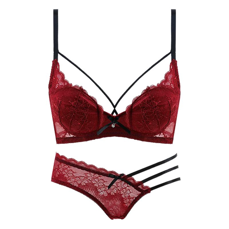 9907 Европейский и американский кружевной сексуальный задний бюстгальтер костюм тонкая чашка нижнее белье Big Red Life year собрал маленький бюстгальтер