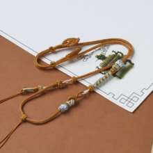 手工绳子纯手工编织吊坠项链调节如意双耳高档黄金编绳锦鲤挂绳