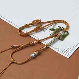 手工绳子纯手工编织吊坠项链调节如意双耳高档黄金编绳锦鲤挂绳