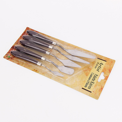 Five-piece art tool scraper set, stainless steel painting knife, oil paint palette knife, acrylic gouache scraper